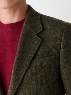 Pakken*Next - Slim Fit Herringbone Wool Blend Suit Jacket Groen