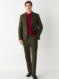Pakken*Next - Slim Fit Herringbone Wool Blend Suit Jacket Groen