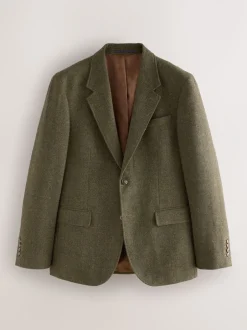 Pakken*Next - Slim Fit Herringbone Wool Blend Suit Jacket Groen