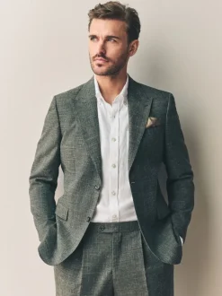 Pakken*Next - Slim fit Nova Fides colbert van Italiaanse linnenmix stof Groen