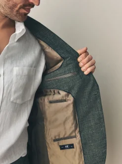 Pakken*Next - Slim fit Nova Fides colbert van Italiaanse linnenmix stof Groen