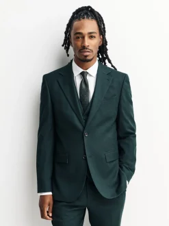 Blazers En Business-Jasjes|Pakken|Next Groen - Slim-fit flanellen colbert
