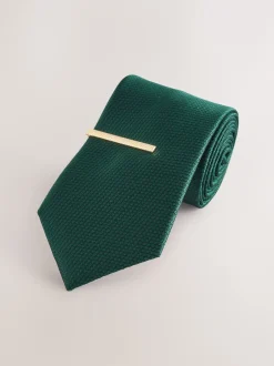 Stropdassen En Pochets*Next Groen - Stropdas met textuur en dasspeld