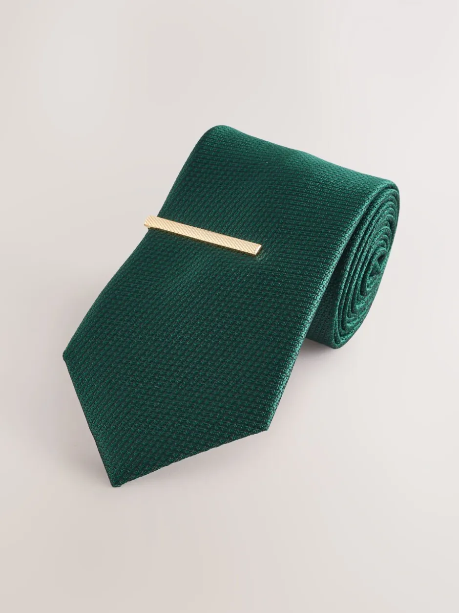Stropdassen En Pochets*Next Groen - Stropdas met textuur en dasspeld