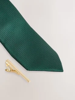 Stropdassen En Pochets*Next Groen - Stropdas met textuur en dasspeld