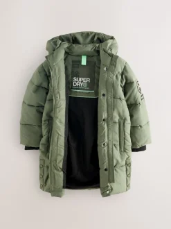 Jassen En Jacks*Superdry - - Lange gewatteerde jas Groen