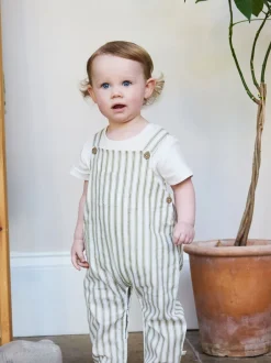 Jumpsuits En Playsuits*The Little Tailor - Baby Woven Dungarees and T-Shirt Set Groen