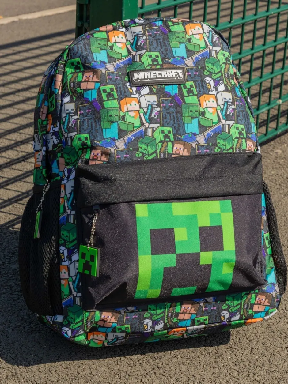Tassen|Schoolkleding|Vanilla Underground - Minecraft creeper en zombierugzak met print voor jongens Groen