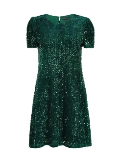 Gelegenheidskleding*Yumi - Sequin Tunic Dress Groen