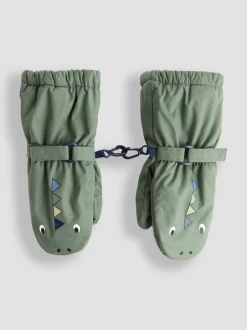 Mutsen, Handschoenen En Sjaals*Jojo Maman Bébé - - Waterdichte wanten met fleecevoering Groen dinosaurus