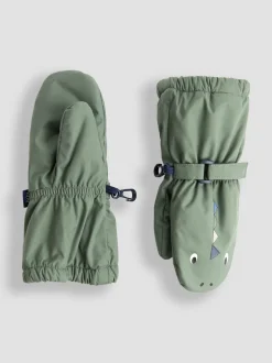 Mutsen, Handschoenen En Sjaals*Jojo Maman Bébé - - Waterdichte wanten met fleecevoering Groen dinosaurus