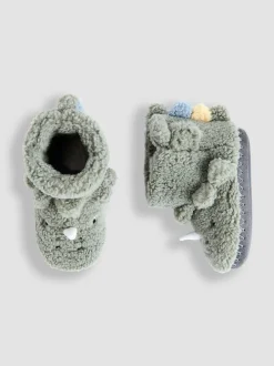 Pantoffels*Jojo Maman Bébé - Plush Slipper Boots Groen dinosaurus