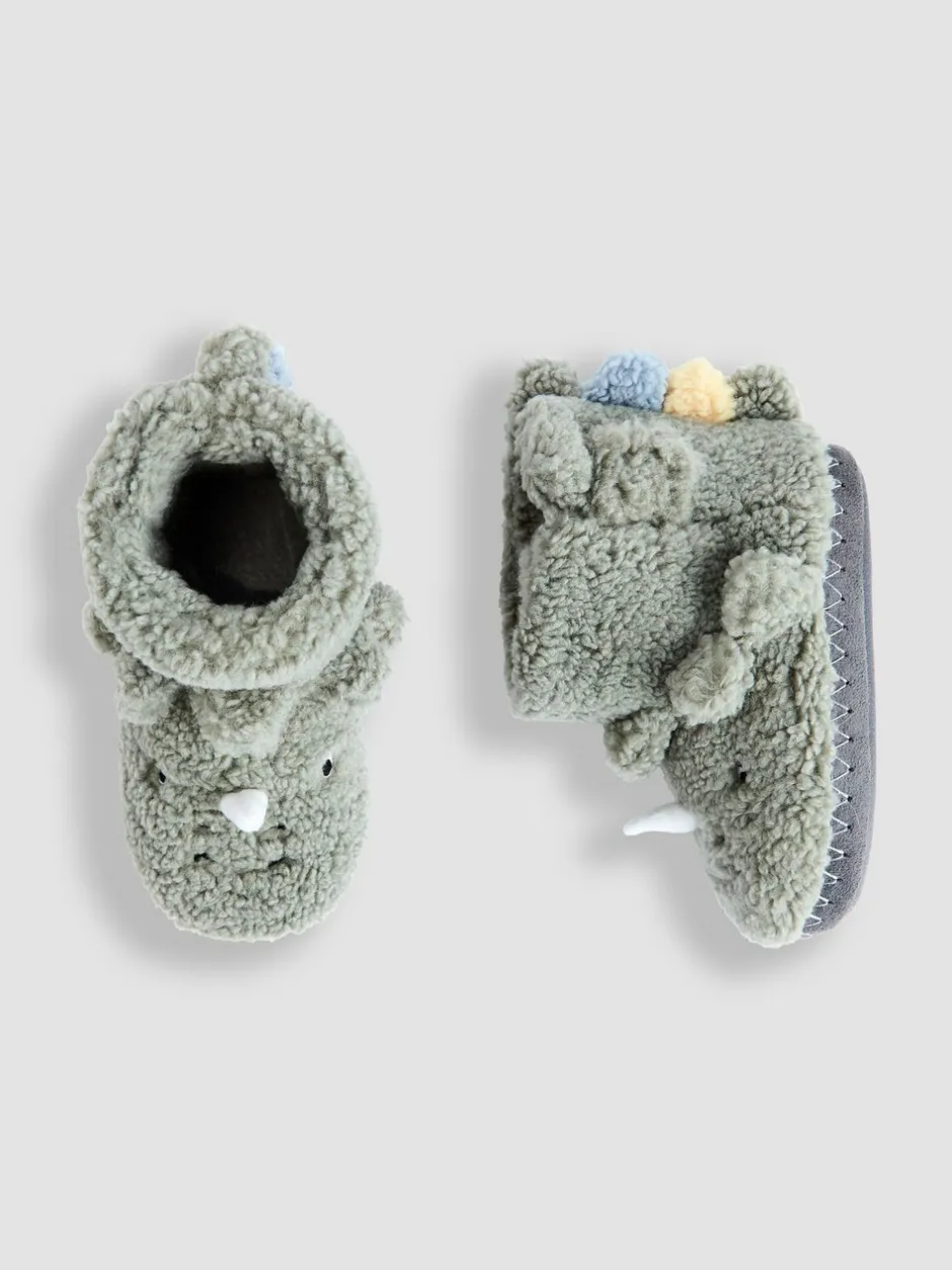 Pantoffels*Jojo Maman Bébé - Plush Slipper Boots Groen dinosaurus
