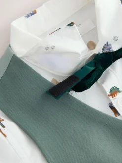 Sets En Combisets|Kostuums En Herenvesten|Next Groen dinosaurus - Set van gilet, overhemd, broek en vlinderdas (3mnd -9jr)
