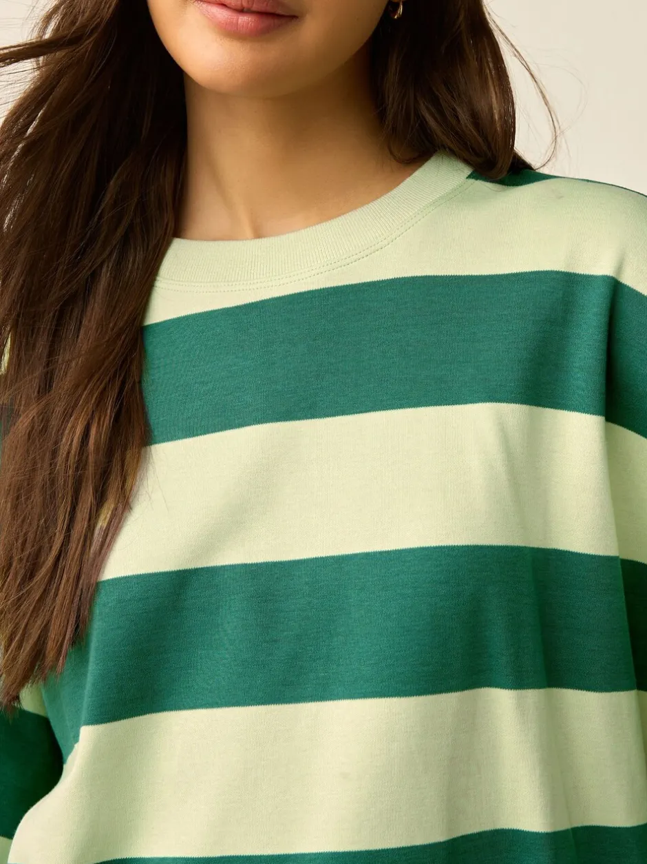 Tops En T-Shirts|Next Groen Eenkleurig - Boxy oversized T-shirt met relaxte pasvorm van zware stof en ronde hals