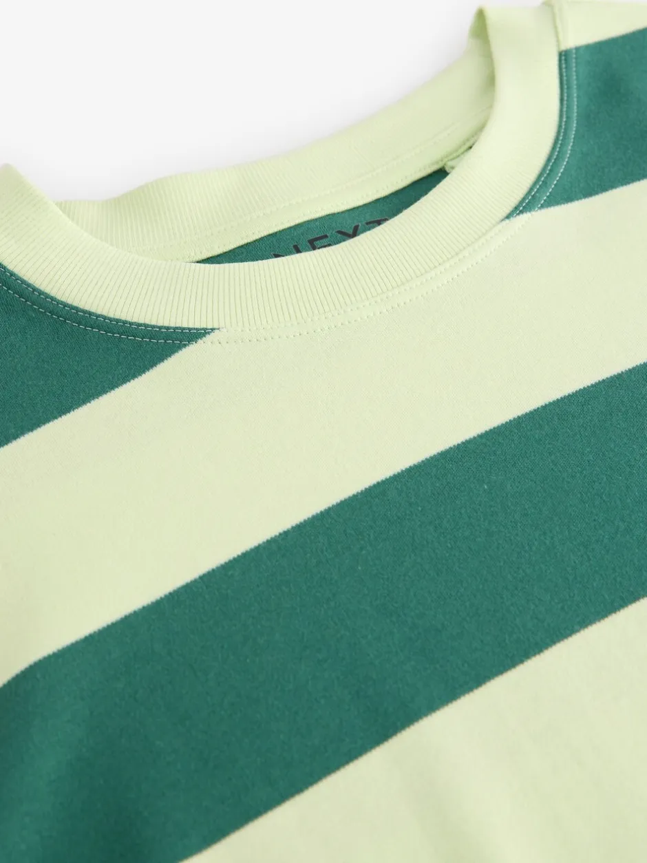 Tops En T-Shirts|Next Groen Eenkleurig - Boxy oversized T-shirt met relaxte pasvorm van zware stof en ronde hals