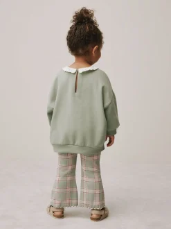 Sets En Combisets|Truien En Breisels|Next Groen elfje - Collared Sweatshirt & Flare Leggings Set (3mths-7yrs)