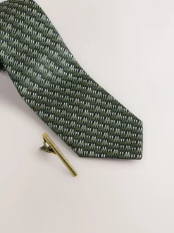 Stropdassen En Pochets*Next Groen en wit - Das met patroon