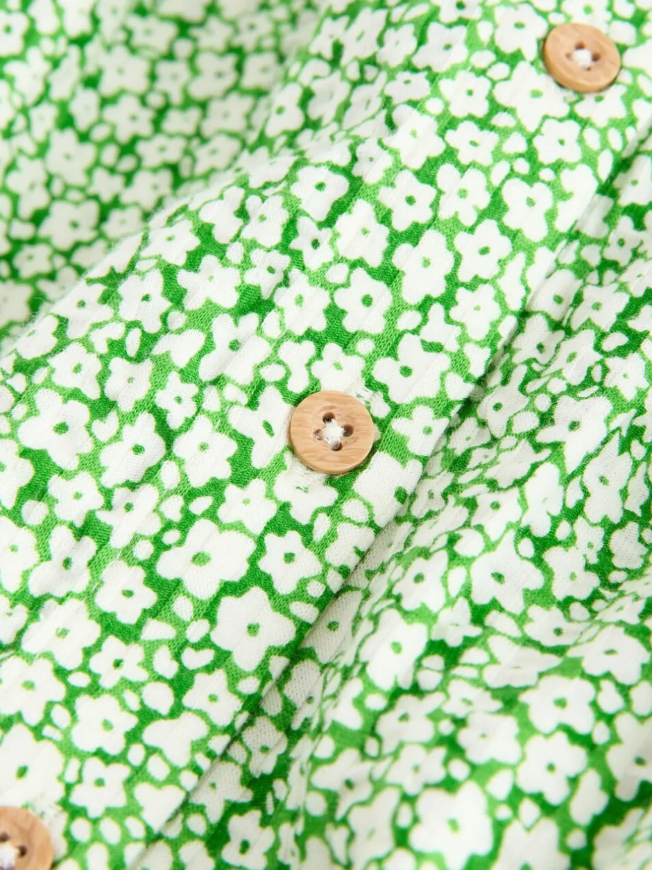 Jurken|Jurken*Next - Zomerjurk met kraag (3mnd -7jr) Groen gebloemd