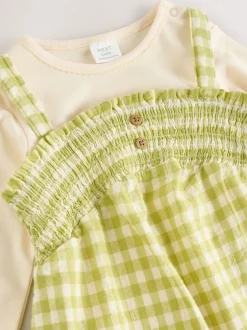 Tuinbroeken|Next - Baby tuinbroek en bodysuit 2 -delige set (0mnd -2jr) Groen geruit