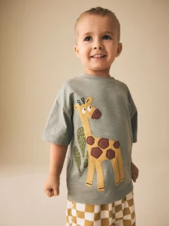 T-Shirts|Tops|Next Groen giraf - T-shirt met korte mouwen en applicatie (3 mnd - 7 jr)