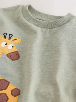 T-Shirts|Tops|Next Groen giraf - T-shirt met korte mouwen en applicatie (3 mnd - 7 jr)