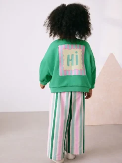 Sets En Combisets|Truien En Breisels|Next Groen Hey Hi - Set van sweatshirt en broek met wijde pijpen (3mnd -7jr)