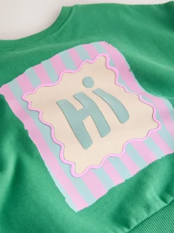 Sets En Combisets|Truien En Breisels|Next Groen Hey Hi - Set van sweatshirt en broek met wijde pijpen (3mnd -7jr)
