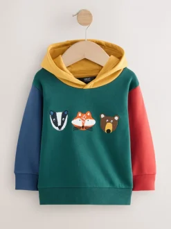 Truien En Breisels|Sweaters En Hoody´S*Next Groen kleurvlak - Hoodie met lange mouwen en print (3mnd-7jr)