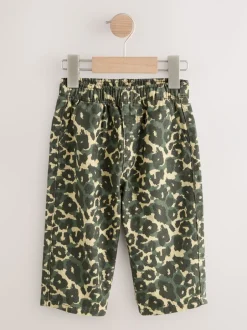 Broeken En Chino's|Next Groen luipaardprint - Wijde broek met elastische taille (3mnd-7jr)