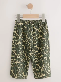 Broeken En Chino's|Next Groen luipaardprint - Wijde broek met elastische taille (3mnd-7jr)