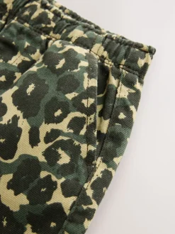 Broeken En Chino's|Next Groen luipaardprint - Wijde broek met elastische taille (3mnd-7jr)