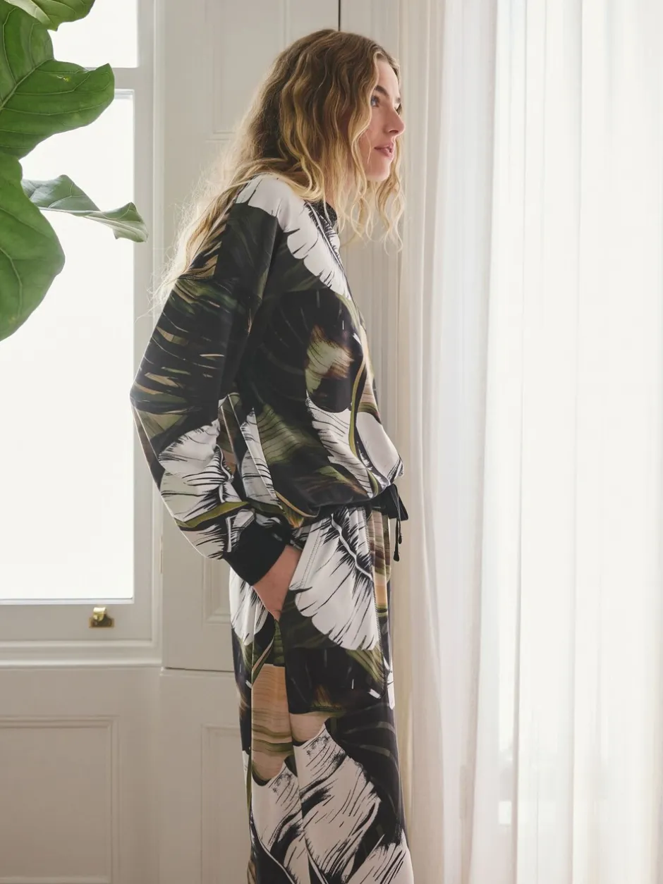Pyjama's|Loungewear*Next Groen met bladerprint - Behaaglijke pyjama met lange mouwen