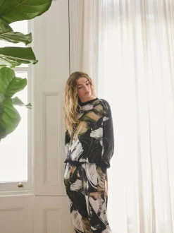 Pyjama's|Loungewear*Next Groen met bladerprint - Behaaglijke pyjama met lange mouwen