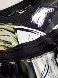Pyjama's|Loungewear*Next Groen met bladerprint - Behaaglijke pyjama met lange mouwen