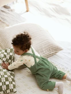 Rompertjes En Tuinbroeken*Next Groen met boerderijprint - Corduroy bretelbroeken en Bodysuit set (0mnd-2jr)