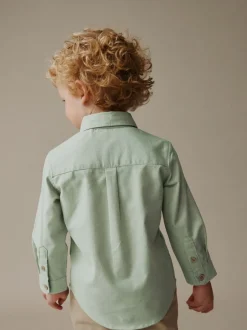 Shirts*Next Groen met figuurtjes - Oxford-overhemd met lange mouwen (3 mnd-7 jr)