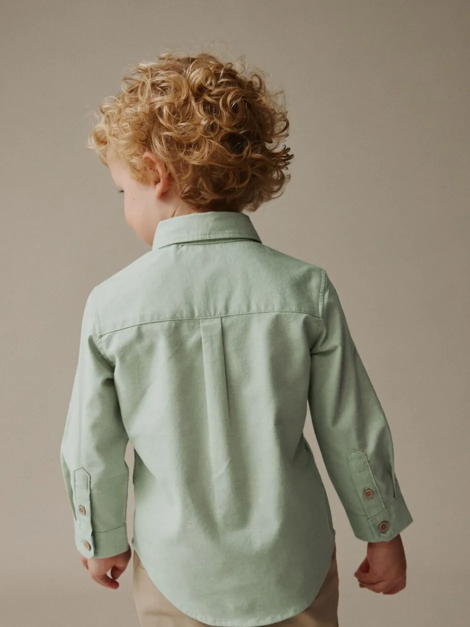 Shirts*Next Groen met figuurtjes - Oxford-overhemd met lange mouwen (3 mnd-7 jr)