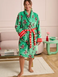 Badjassen|Eleanor Bowmer - Leopard Print Fleece Robe Groen met luipaardprint