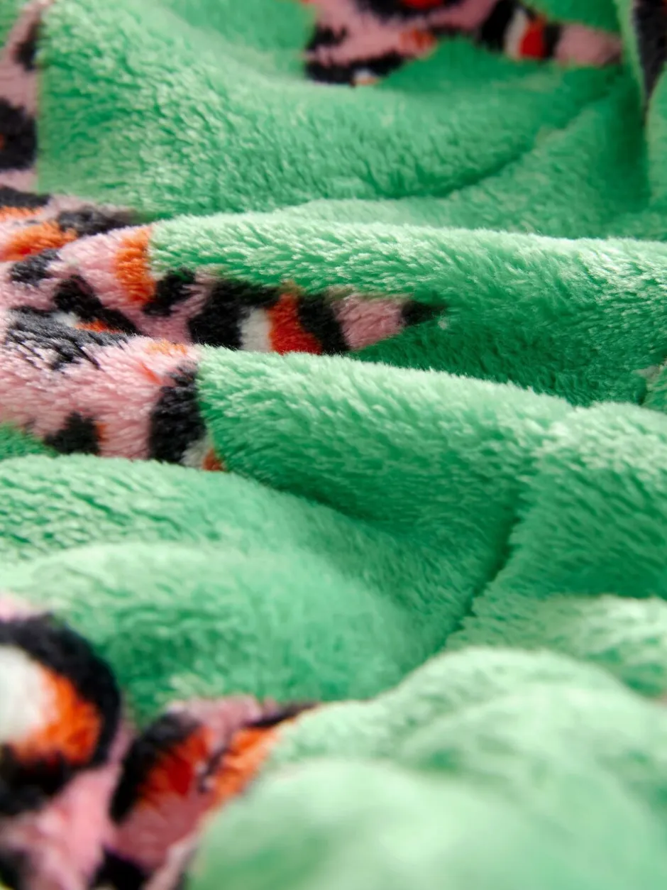 Badjassen|Eleanor Bowmer - Leopard Print Fleece Robe Groen met luipaardprint