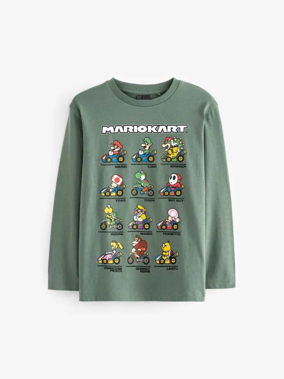 T-Shirts|Tops|Next - Gaming T-shirt met lange mouwen (3 - 16 jr) Groen met Mario Kart-print