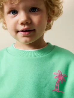 Truien En Breisels|Sweaters En Hoody´S*Next Groen met palmboomprint - Sweatshirt met ronde hals en all-over print (3 mnd - 7 jr)