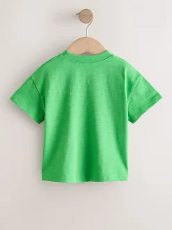 T-Shirts*Next - Short Sleeve Embroidered T-Shirt (3mths-7yrs) Groen met regenboog