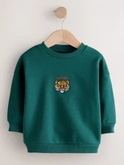 Sweaters En Hoody´S|Next Groen met tijgerprint - Sweatshirt met ronde hals en all-over print (3 mnd - 7 jr)