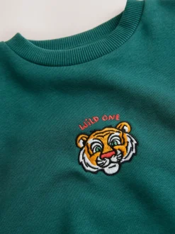 Sweaters En Hoody´S|Next Groen met tijgerprint - Sweatshirt met ronde hals en all-over print (3 mnd - 7 jr)