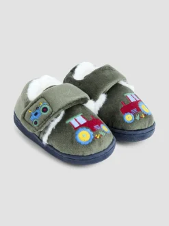 Pantoffels|Jojo Maman Bébé Groen met traktorenprint - Slipper Shoe