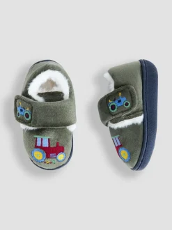 Pantoffels|Jojo Maman Bébé Groen met traktorenprint - Slipper Shoe