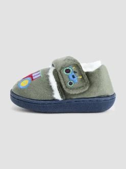 Pantoffels|Jojo Maman Bébé Groen met traktorenprint - Slipper Shoe