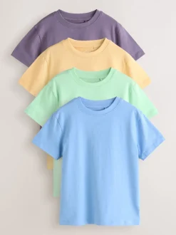 T-Shirts|Tops*Next Groen/blauw/geel/paars - Set van 4 T-shirts met korte mouwen (3-16 jr)
