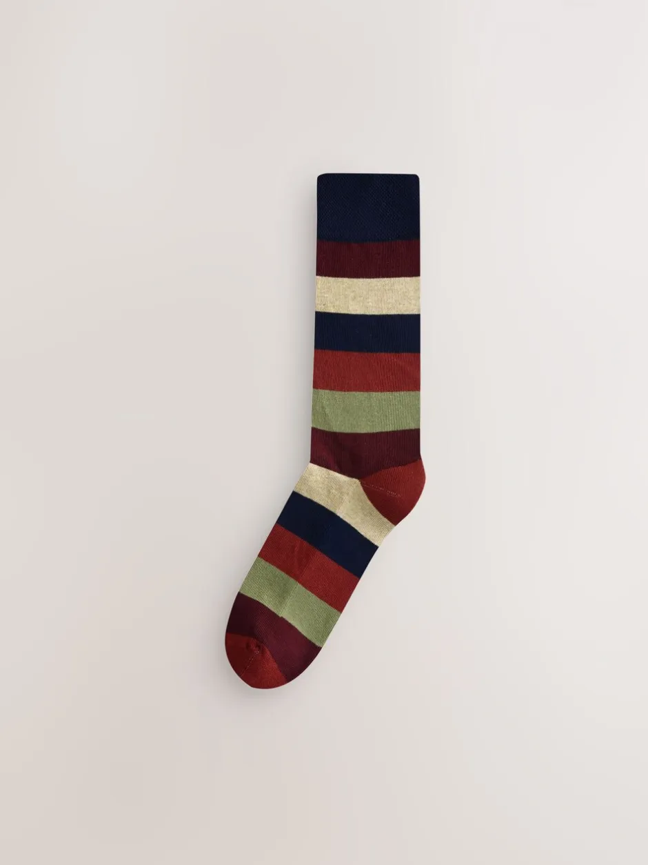 Sokken|Sokken*Next - Striped Cushioned Sole Comfort Socks 10 Pack Groen/blauw/grijs